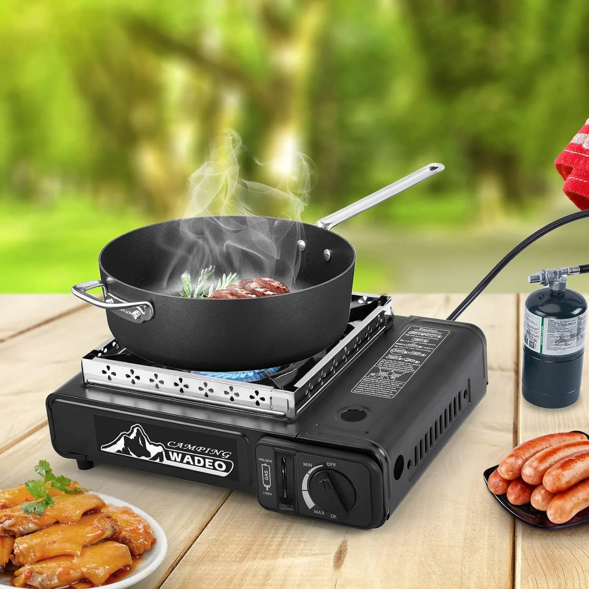 Portable Dual Fuel Camping Stove with Propane Regulator Hose O55328