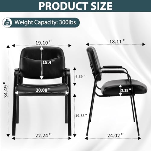 Black PU Leather Guest Chair with Padded Arms T699931