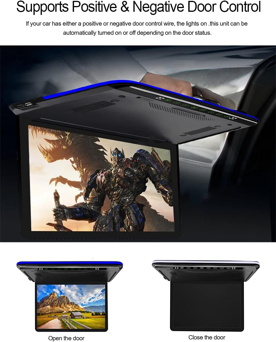 13.3 inch FHD Car Roof Monitor Flip Down Overhead Video Display with USB SD HDMI Port H722