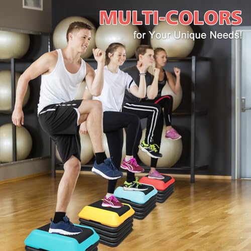 16"x16" Exercise Aerobic Step Platform with 4 Risers, Adjustable Height 4"-6''-8''-10''-12" J349543