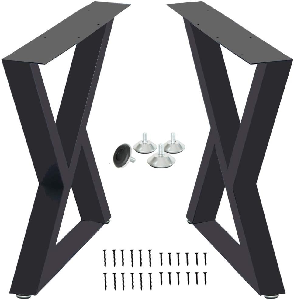 Metal Table Legs, 2 Pcs Heavy Duty Square Tube Desk Legs, 28” Height 20” Wide F47337