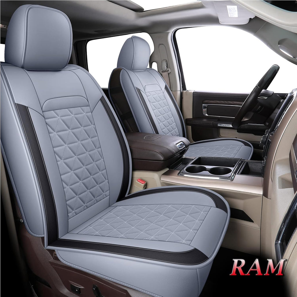 Black Waterproof Leather Car Seat Covers Full Set for Truck Pickup CrewCab with Curved Back Bench O677