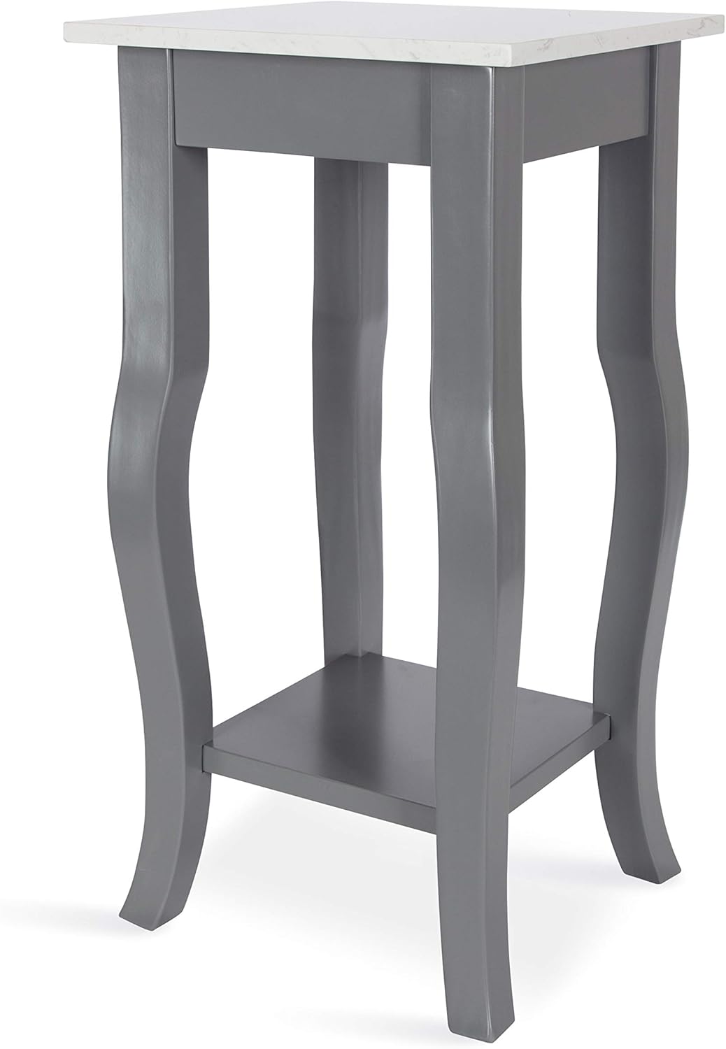 Black Wood Pedestal End Table with Display Shelf M594399