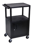 Black 3 Shelf AV Cart with Cabinet Q286
