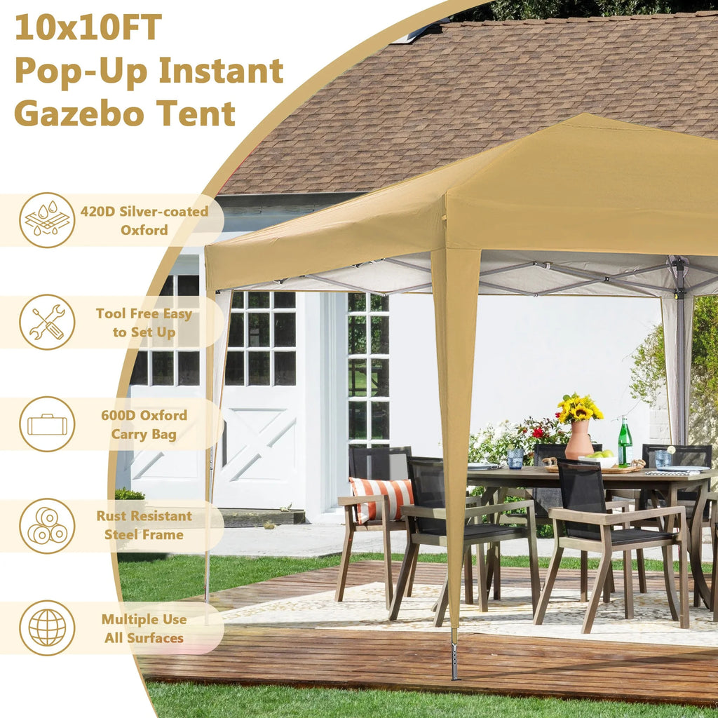 10 ft x 10 ft White Pop Up Canopy Tent with Carry Bag L6521