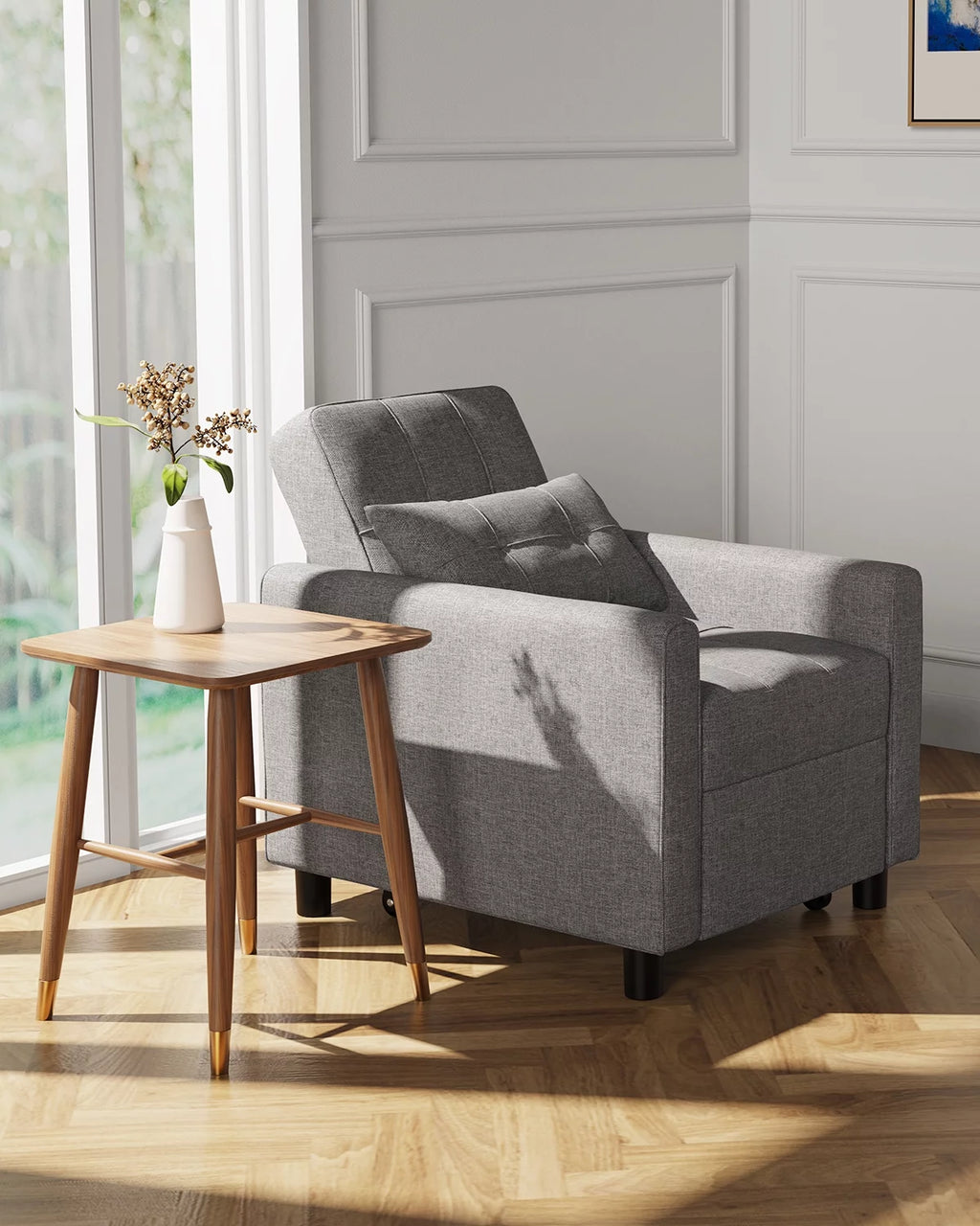 Grey Convertible Chair Single Bed M784