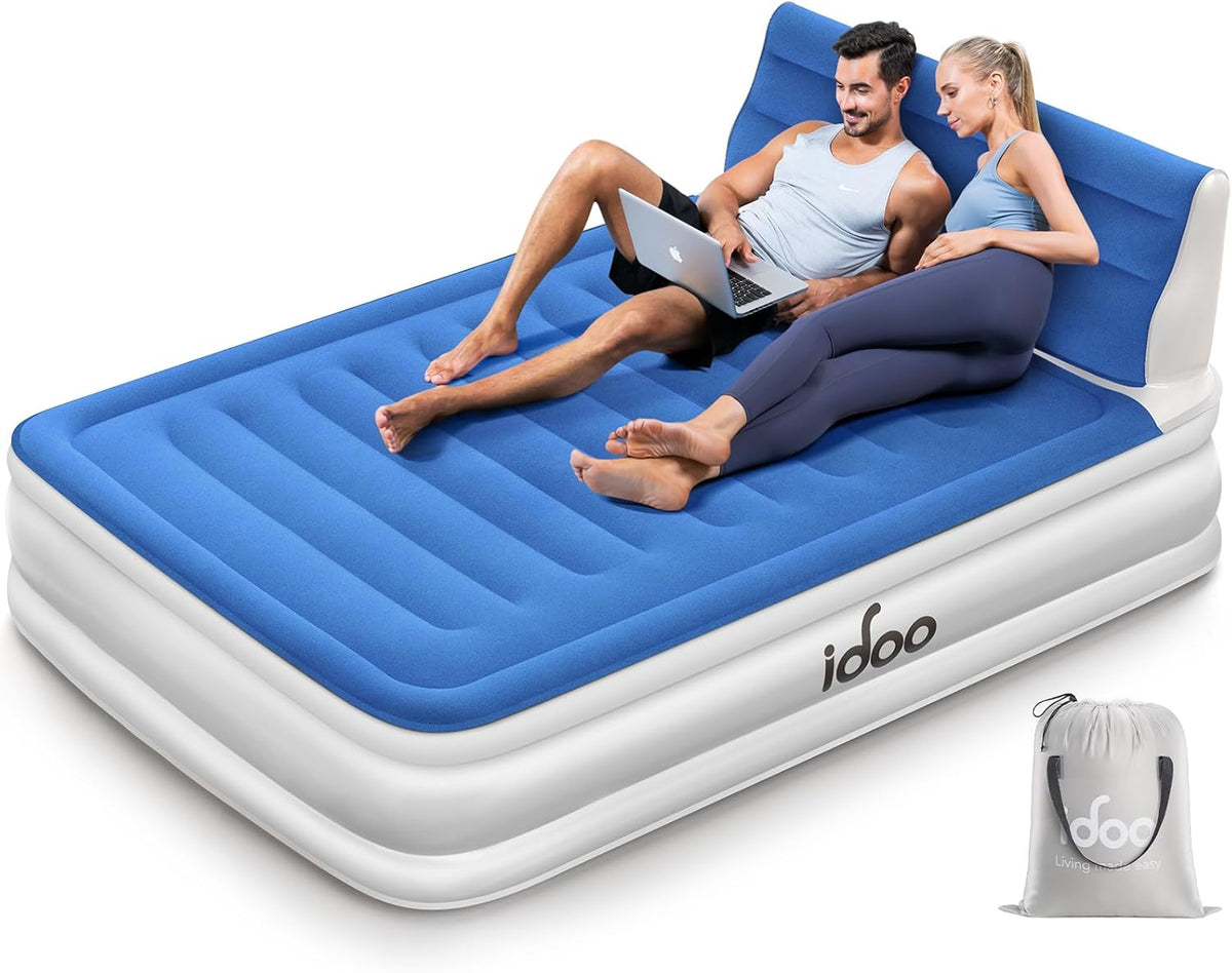 15" Blue Full Size Air Mattress with Built in Pump B355577