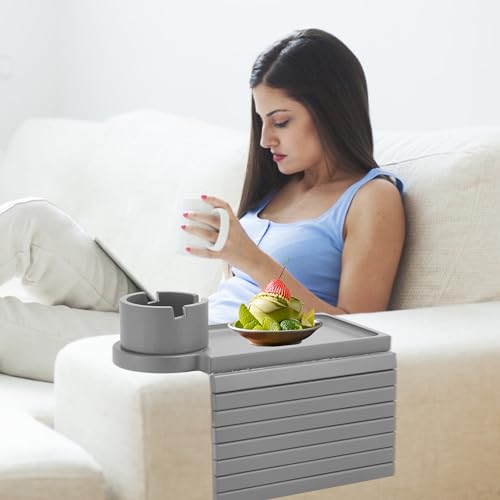 Bamboo Sofa Arm Rest Table with Cup Holder S567824