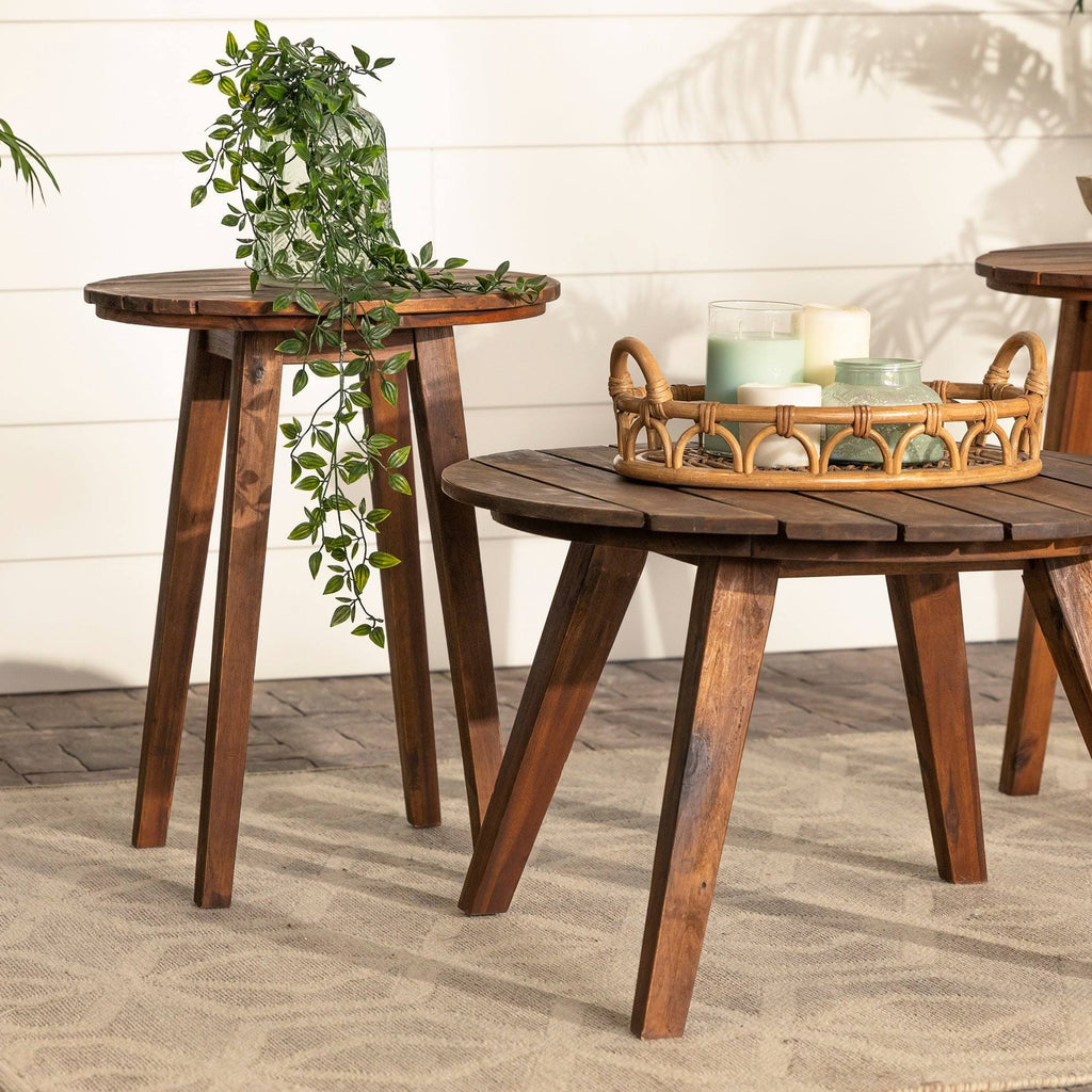 Acacia 3-Piece Round Patio Table Set Brown Q579543
