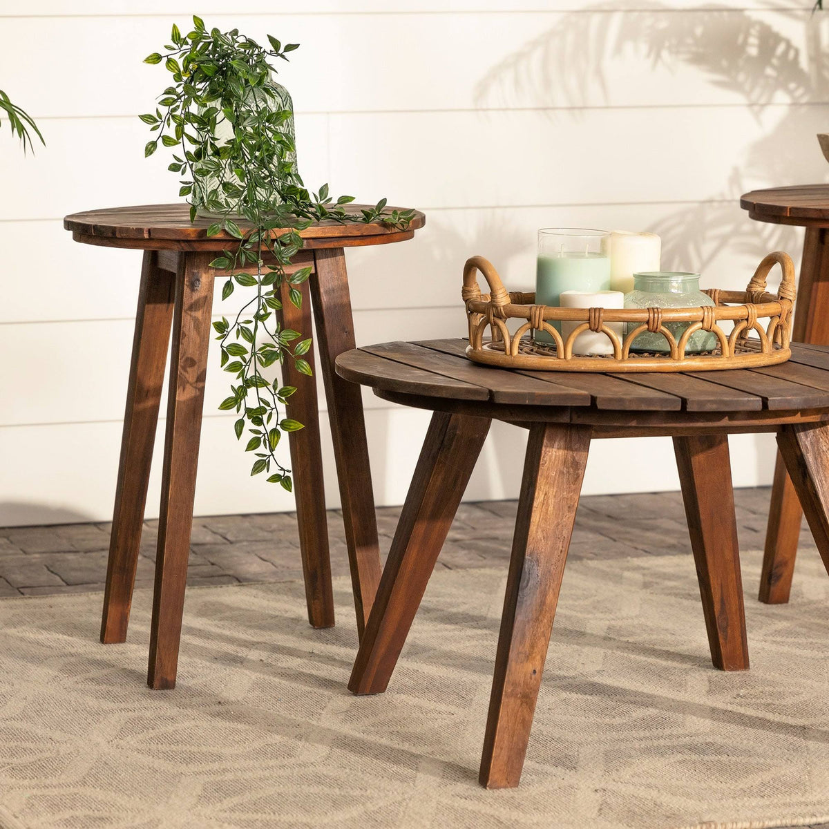 Acacia 3-Piece Round Patio Table Set Brown Q579543