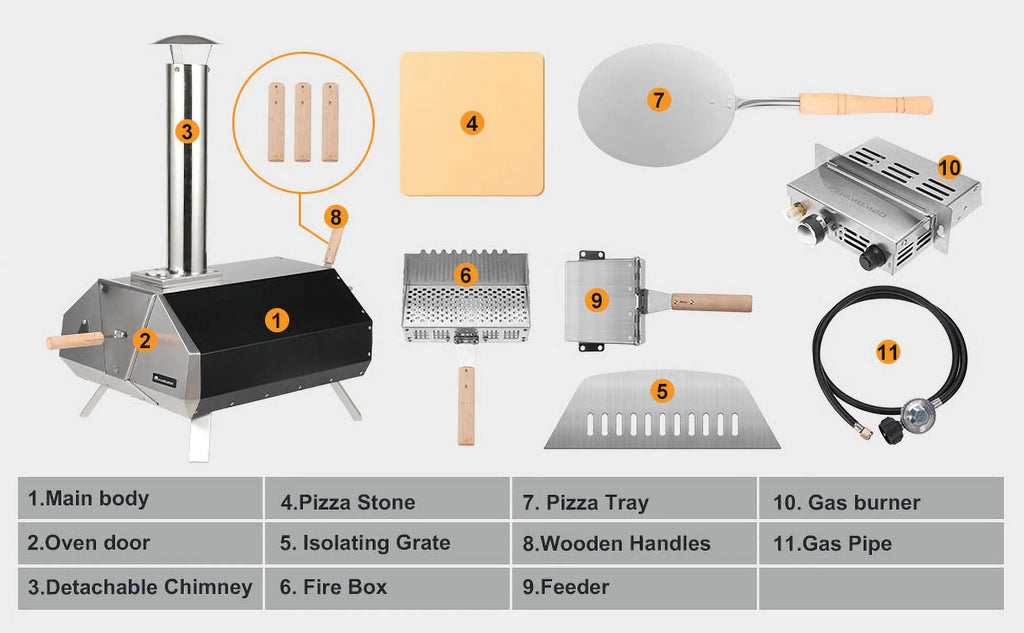 13 Multi-Fuel Pellet Fired Pizza Oven with Pizza Stone H522111