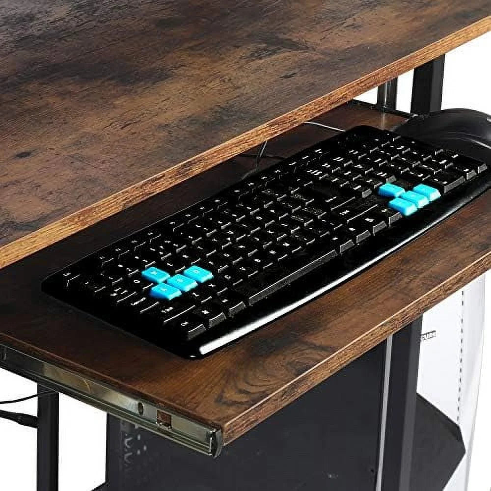 Computer Desk with Keyboard Tray, Hutch, Bookshelf, CPU Stand, Monitor Stand U7573