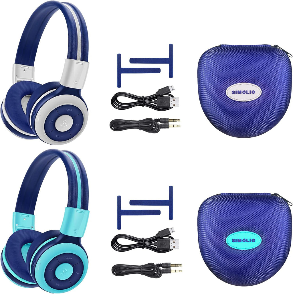 2 Pack Bluetooth On-Ear Headphone with Mic and EVA Case (Mint+Grey) Z96991