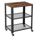 3 Tier Wooden Serving Cart with 2 Mesh Shelves Black and Brown E7650