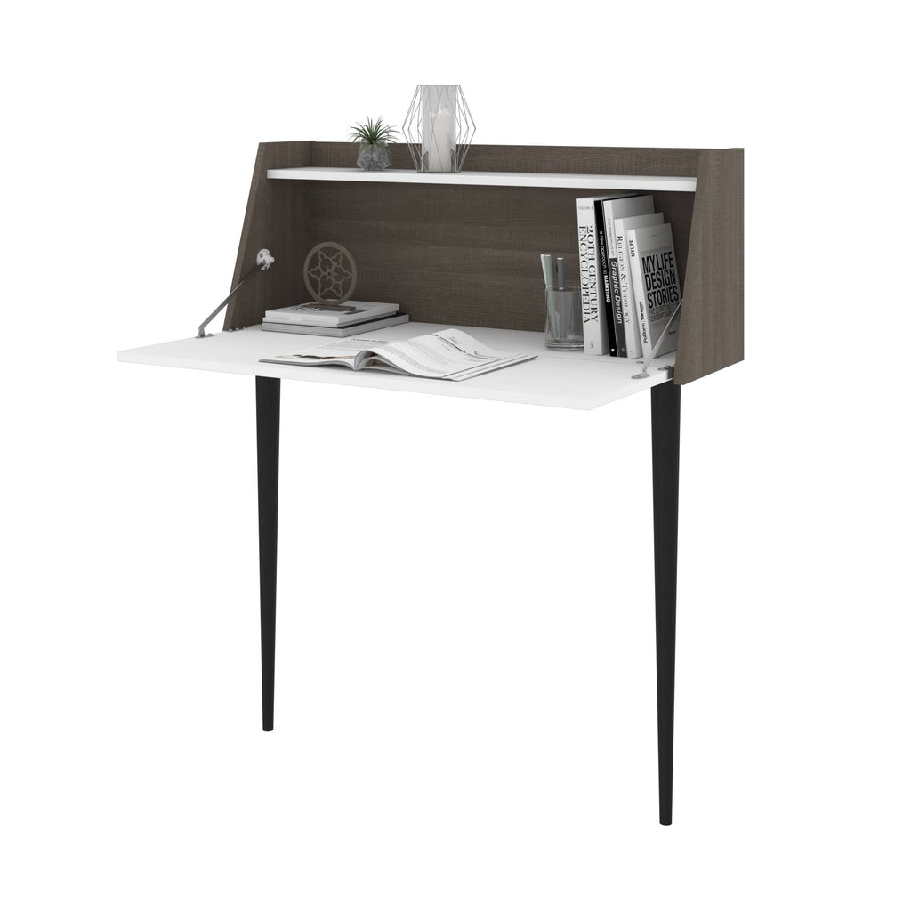 Secretary Desk in White and Bark Grey C4188