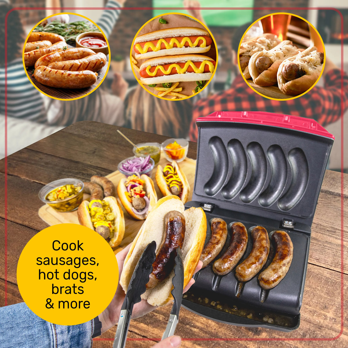 5 Link Electric Sausage and Brat Grill with Oil Drip Tray W33332