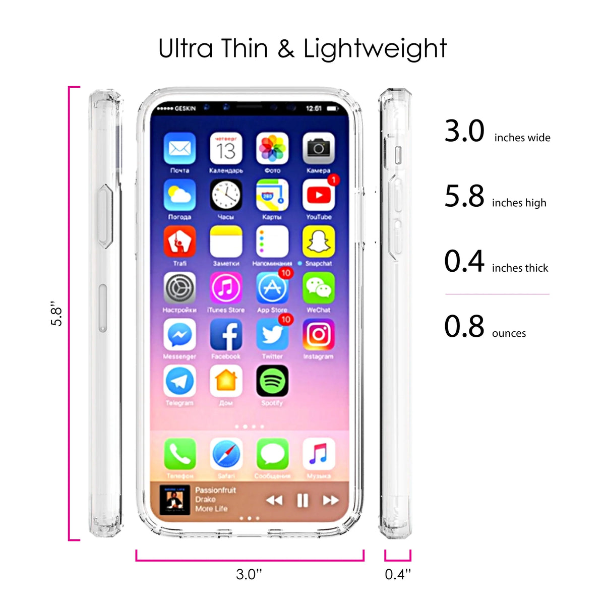 Clear Shockproof Hybrid Case for iPhone X / XS with TPU Bumper Acrylic Back Tempered Glass Screen Protector I684001