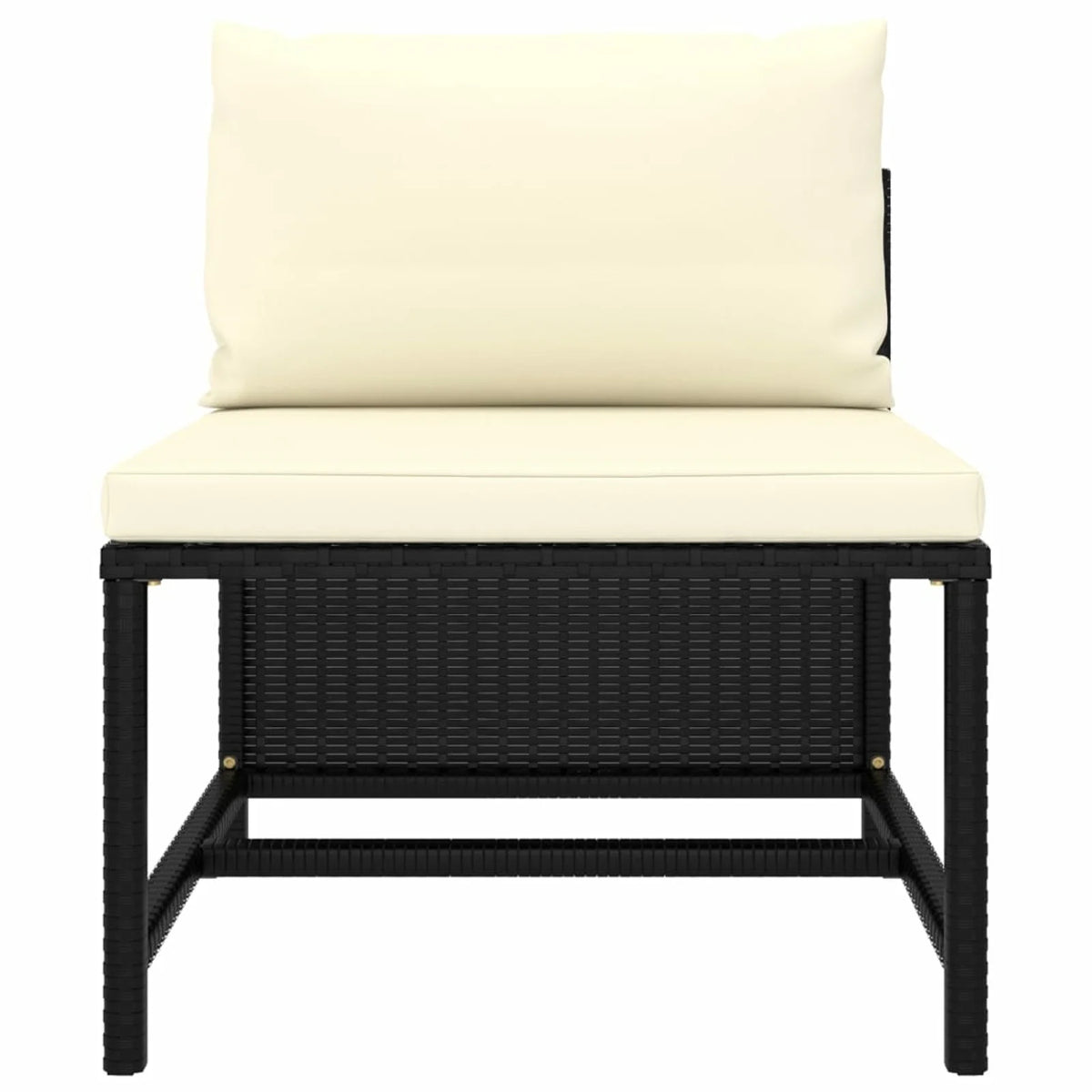 3 Piece Black Poly Rattan Garden Sofa Set with White Cushions X1791