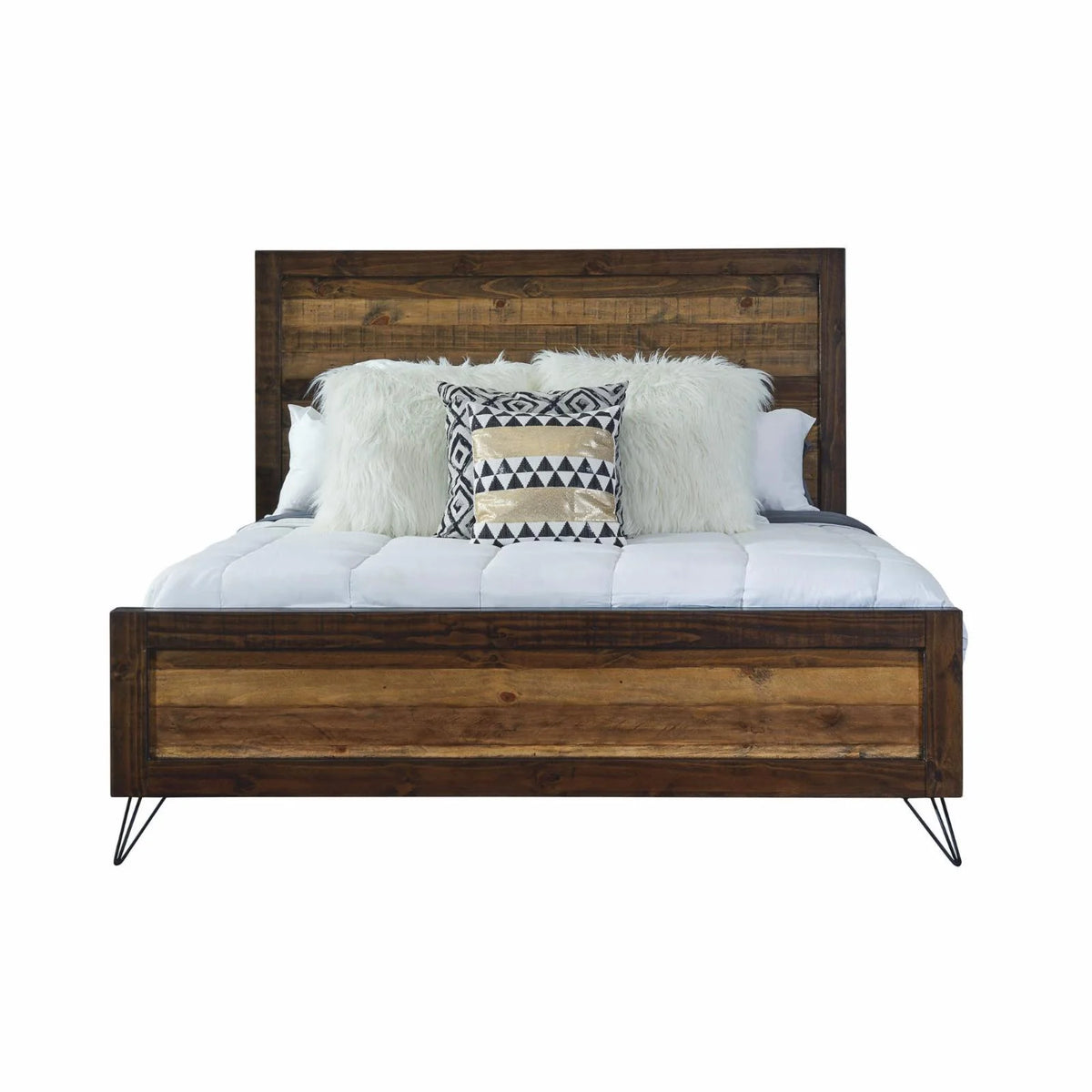 Brown Black Wood Queen Bed H291