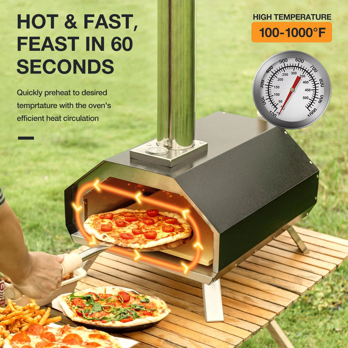 13 Multi-Fuel Pellet Fired Pizza Oven with Pizza Stone H522111