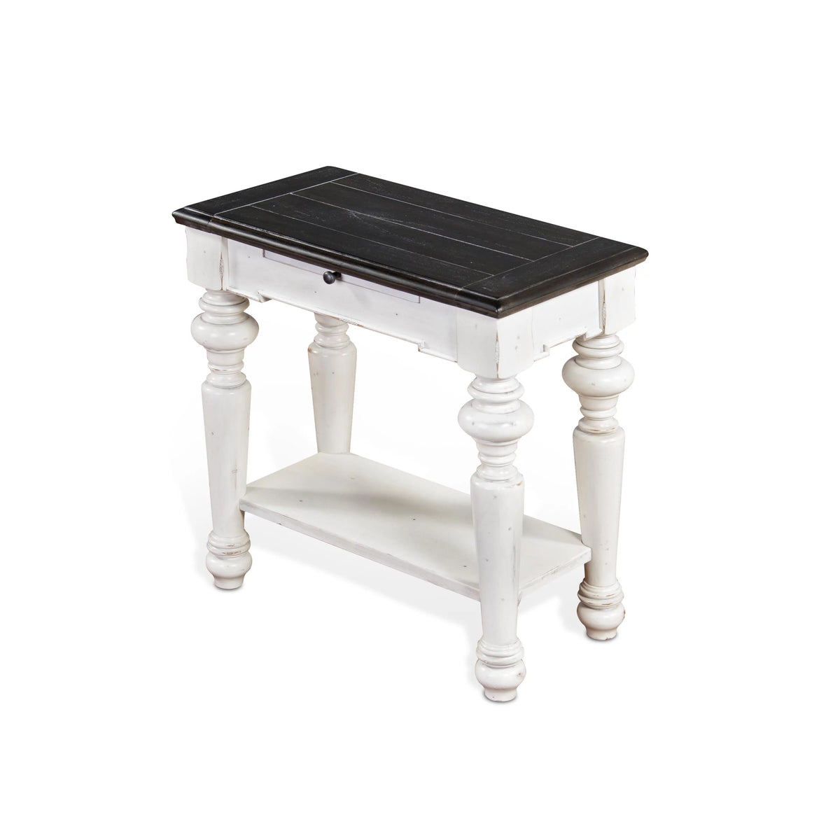 White Dark Brown Wood Chair Side Table G641767