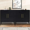 Set of 2 Black Wood Accent Cabinet with Doors E771250