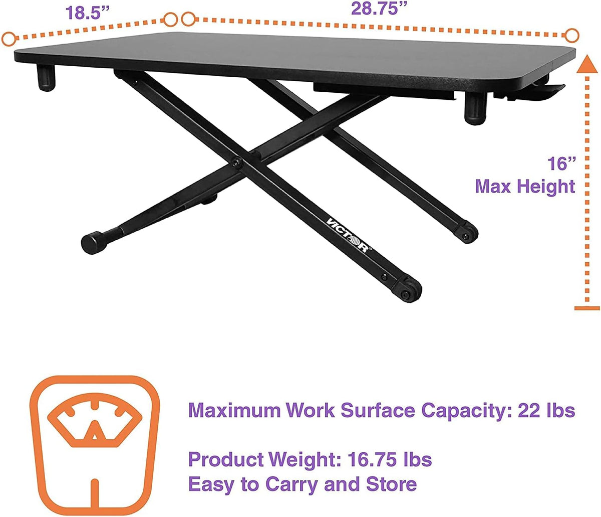 Adjustable Standing Desk, 29”x18.5, Black Y2592