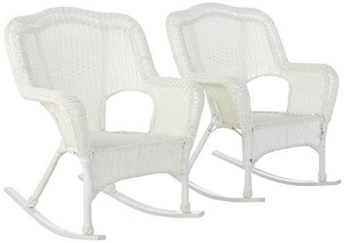 White Resin Wicker Rocker C763