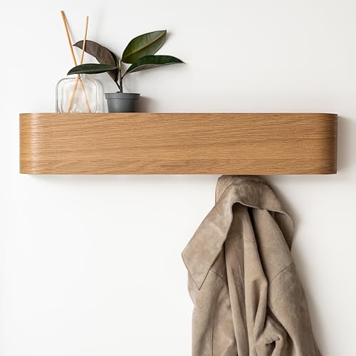 Solid Wood Veneer Coat Rack with Wall Hooks D68156