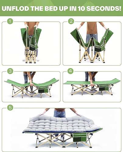 Camping Cot with Mattress Max Load 450 LBS Heavy Duty Portable Folding Bed P57710