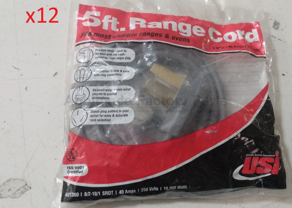 12 pack Range Cord 5 ft 3 Wire 40 Amp Z571334