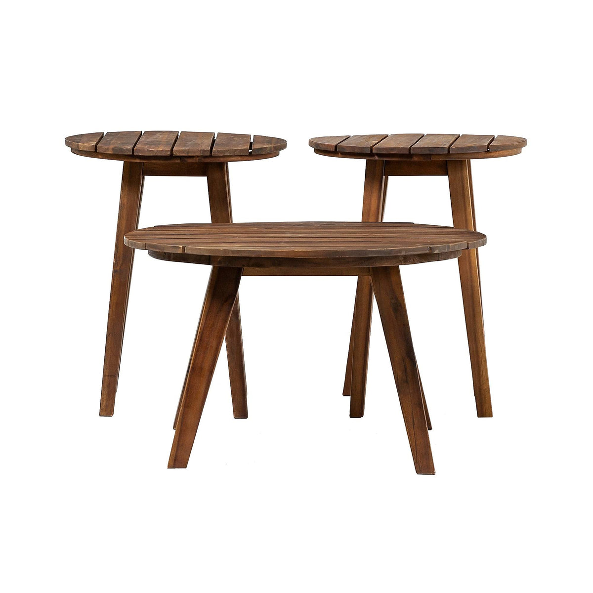 Acacia 3-Piece Round Patio Table Set Brown Q579543
