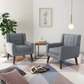 Grey Cotton Linen Accent Chair Set of 2 G345