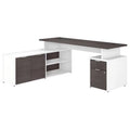 72W L Shaped Desk in White and Storm Gray A603158