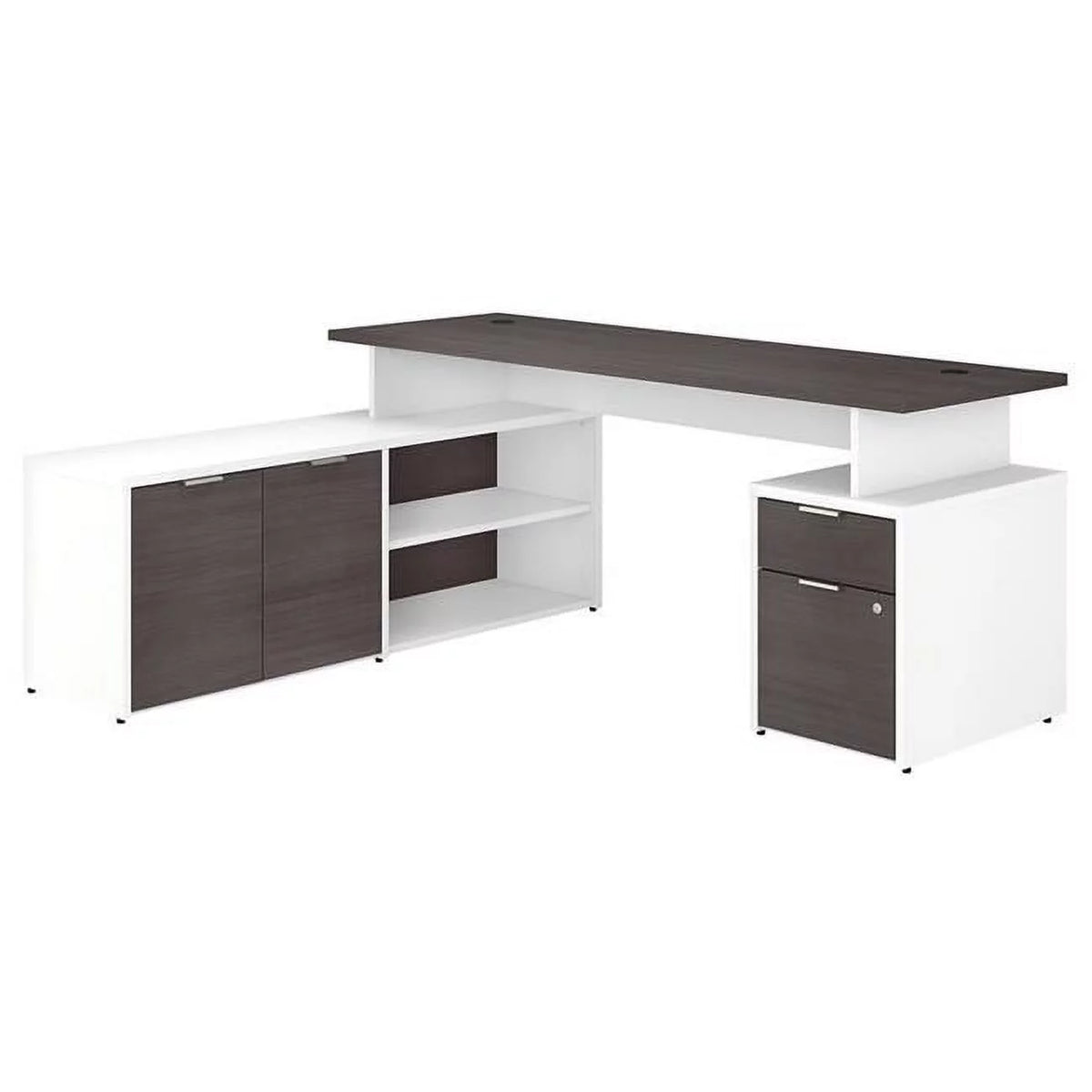 72W L Shaped Desk in White and Storm Gray A603158