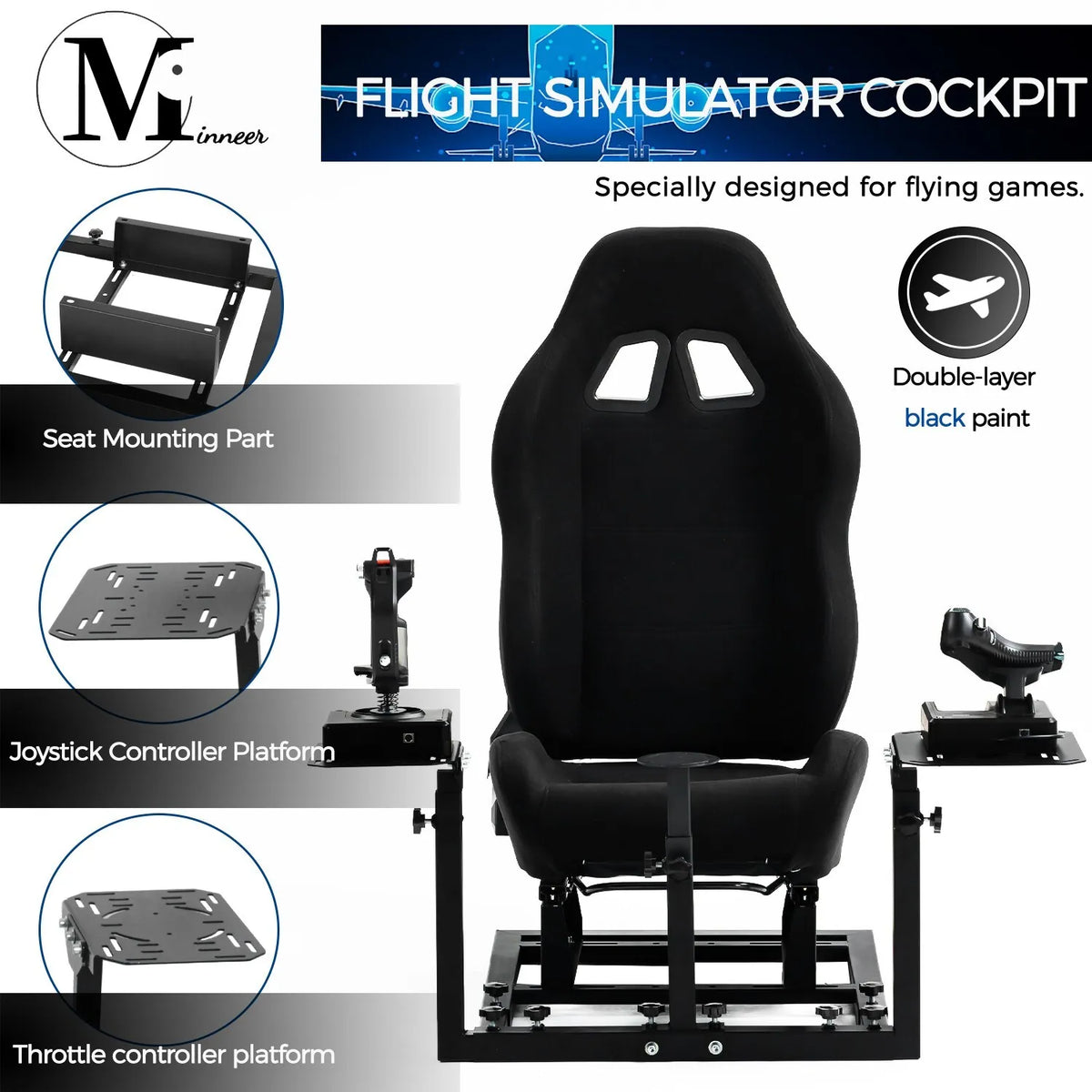 Flight Simulator Cockpit with Black Seat G703