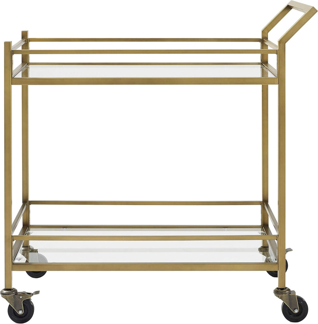 Gold and Glass Rolling Bar Cart S117548