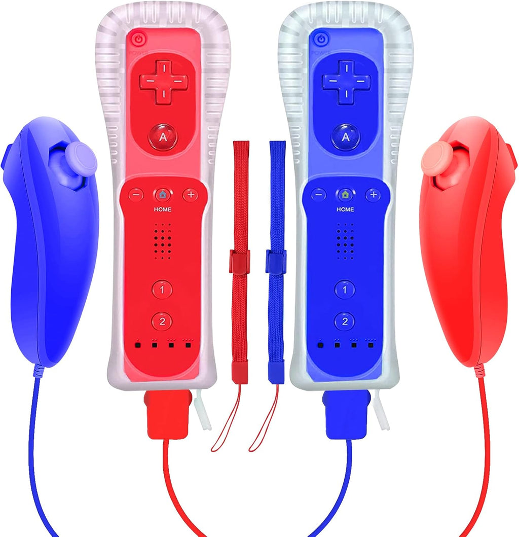 2 Packs Wireless Controller and Nunchuck Joystick with Silicone Case and Wrist Strap Z8784