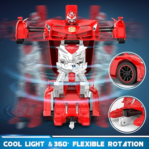 2.4Ghz 1:18 Scale Transforming Police Car Toy with Flashing Light H184029