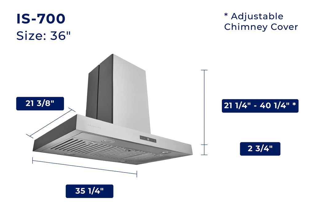 36" Island Range Hood with Baffle Filters N133