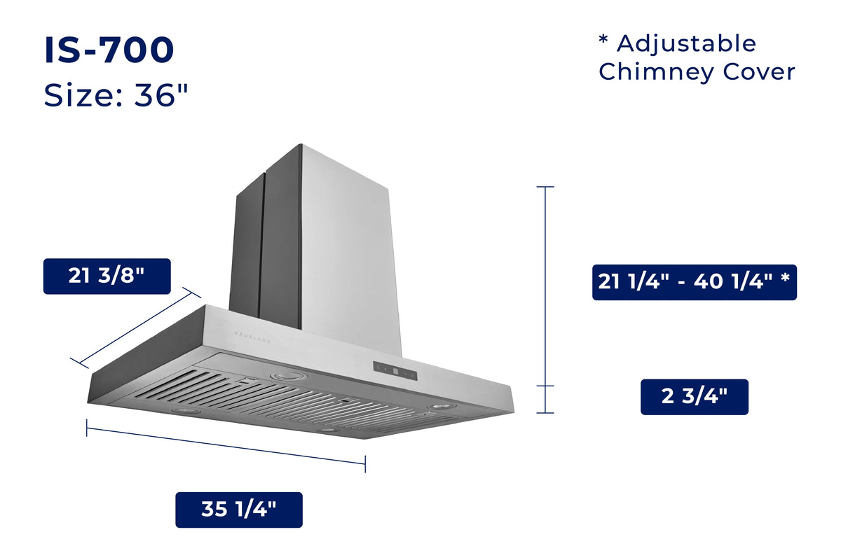 36" Island Range Hood with Baffle Filters N133