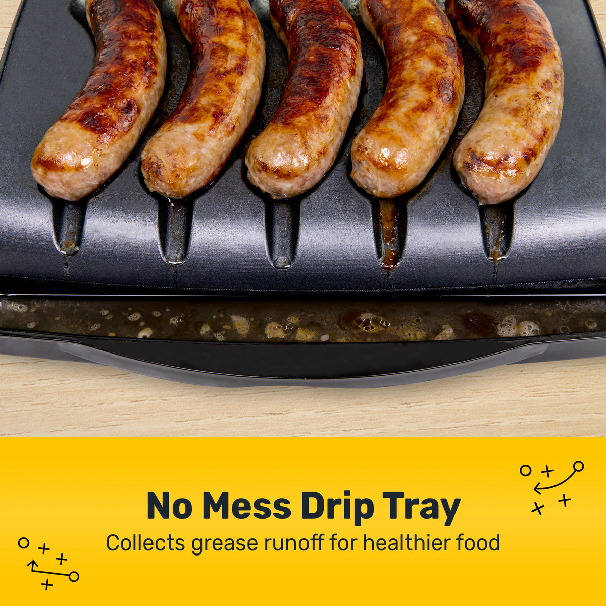5 Link Electric Sausage and Brat Grill with Oil Drip Tray W33332