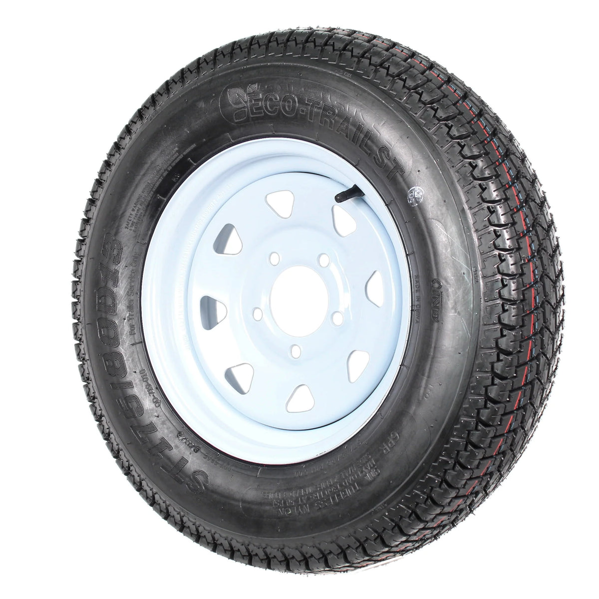 2-Pk Trailer Tires Rims ST175/80D13 5 Lug White Spoke Wheel X13938