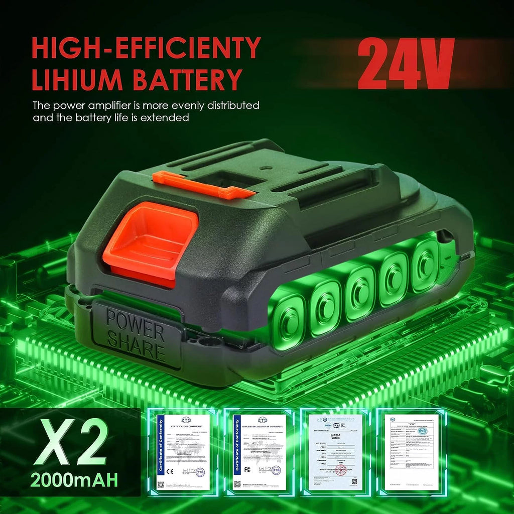 Cordless 6 Handheld Electric Chainsaw with 2 Chains K7726
