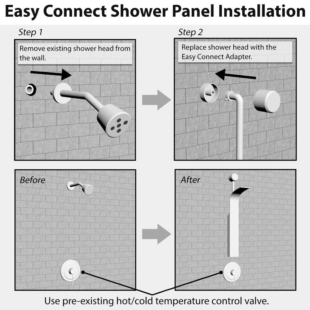 Stainless Steel Shower Panel System with Rainfall Shower Head and Handheld Shower Wand C972
