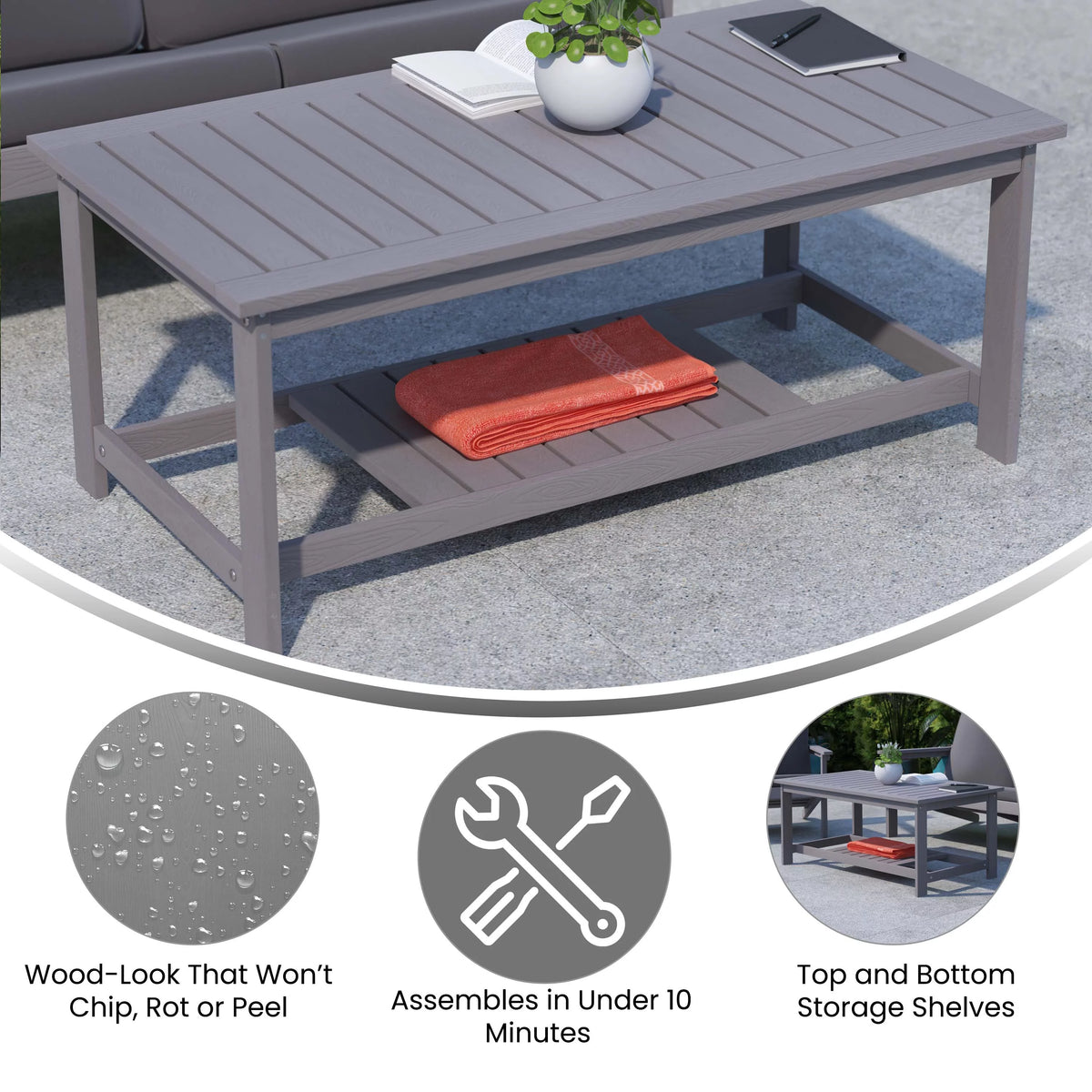 Gray Two Tiered Adirondack Coffee Table V8695