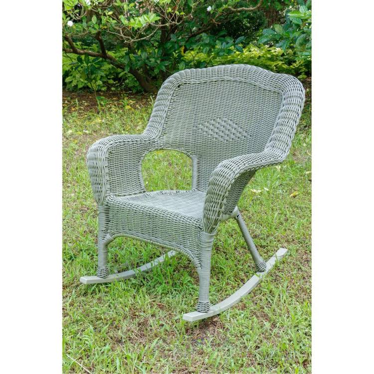 White Resin Wicker Rocker C763