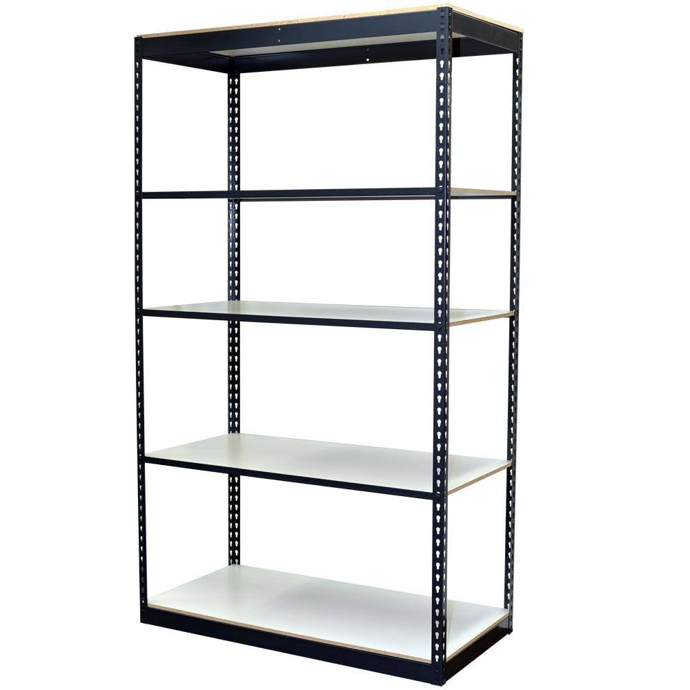 5 Shelves White Laminated Board Boltless Office Shelving I70944