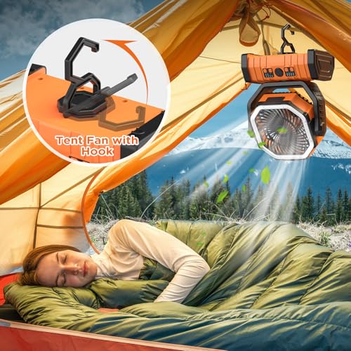 20000mAh Rechargeable Camping Fan with LED Lantern U8026