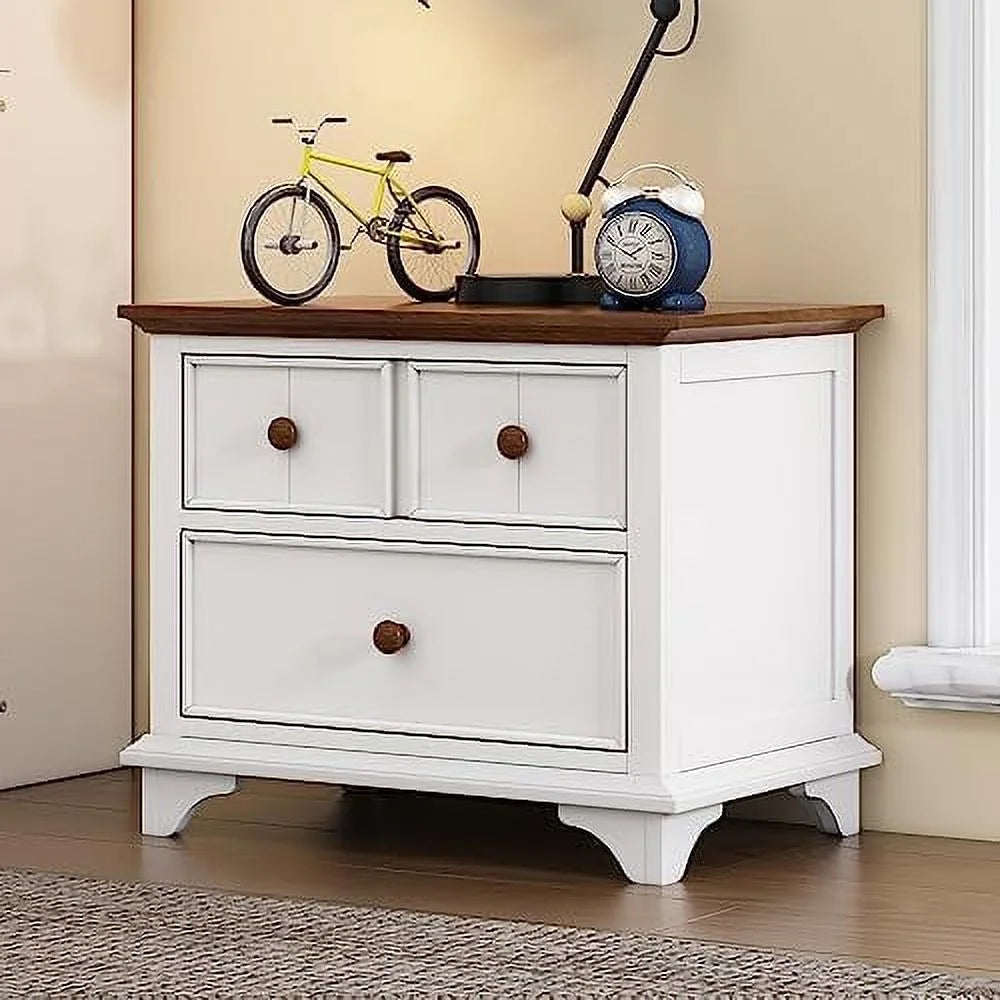 White Walnut 2 Drawer Nightstand I216